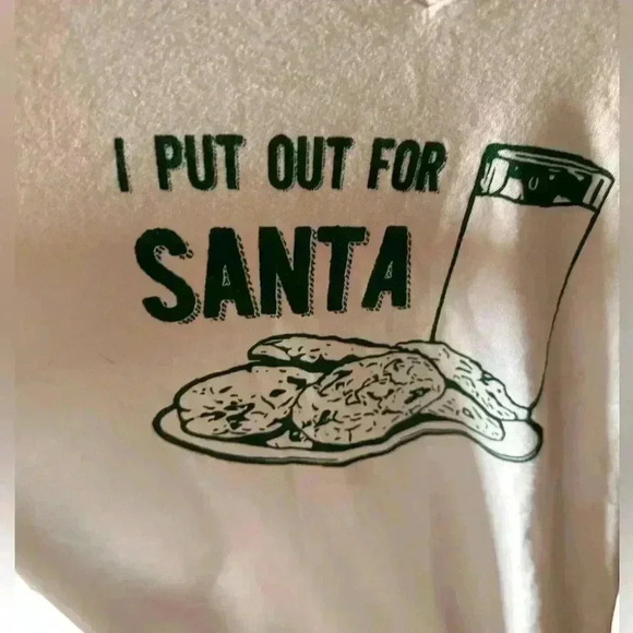 Next level  size XL V Neck white Christmas t shirt. “I put out for Santa”. EUC - Picture 3 of 7